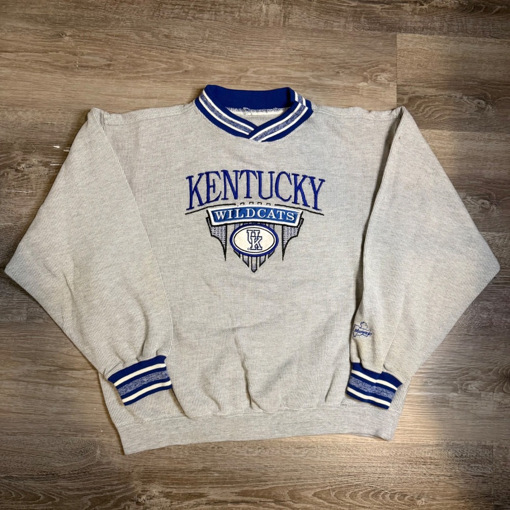 Vintage Kentucky Wildcats Midwest Embroidery Ribbed Sweatshirt Gray XL NCAA
